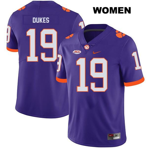 Women's Clemson Tigers #19 Michel Dukes Stitched Purple Legend Authentic Nike NCAA College Football Jersey HUL0146OH